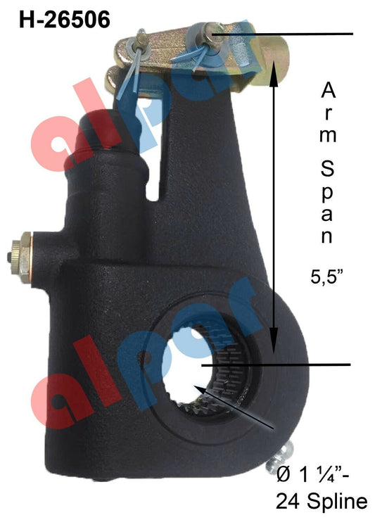 1-1/4" 24 Spline 5.5″Arm Slack Adjuster Meritor Type R801002, E-11396, 139.2410