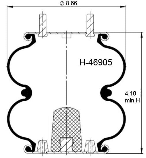 6905 Convoluted Airbag, Air Spring Ref: 2B9-206 FD 200-19 315, W&C AS-0020 H-46905
