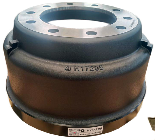 Brake Drum REAR 16.5X7 in. used with 4707 Q+ Brake shoes, Balanced, 1in 10 bolt holes, Replaces 3600AX, 3922, 66864B