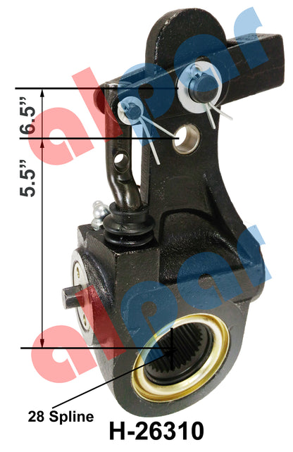 H-26310 1.5 inch 28 Spline, 5.5 inch arm length, Automatic Slack Adjuster Ref CB22104, MK22104S, E-6994, 136.2831, 25QD354