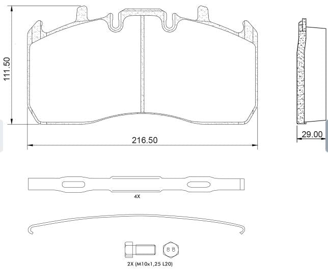 ALPAR D1370 Air Disc Brake Pads for Meritor EX225L2, 2252L2CD