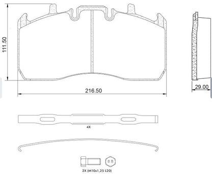 ALPAR D1370 Air Disc Brake Pads for Meritor EX225L2, 2252L2CD