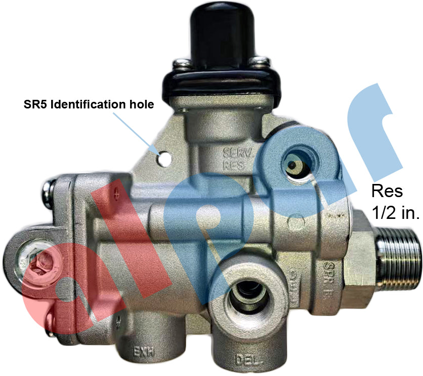 SR-5, SR5 Trailer Spring Brake Valve Reservoir 1/2 in. Replaces 065439, 109617 H-30175