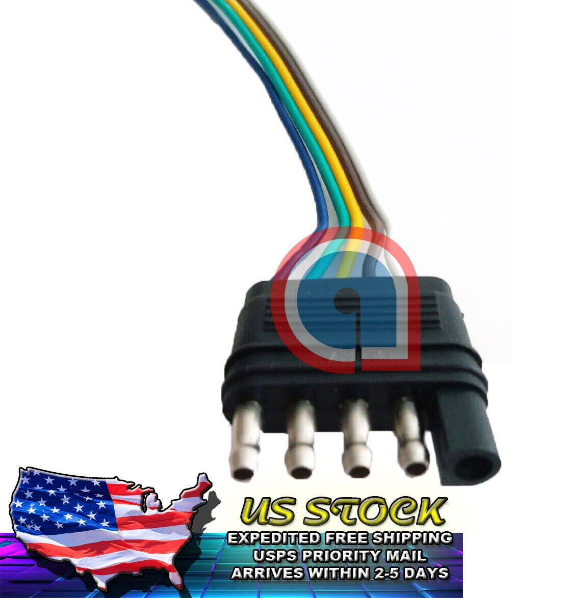 5-Way Flat 36" Male Trailer Wiring Harness for Car, Trailer, Truck, RV, Boat H-98009-36