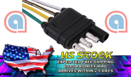 4-Way, Flat 4 Pin 1 feet/12 in Trailer Light Wiring Harness Plug Wire Connector H-98008-12