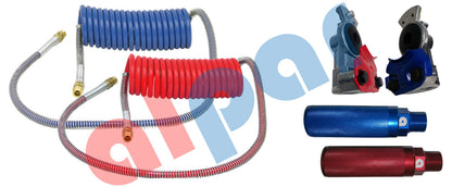 Coiled Air Line Hose Kit With Glad Hands & Aluminum Handles 15ft 40 in lead H-30319-15