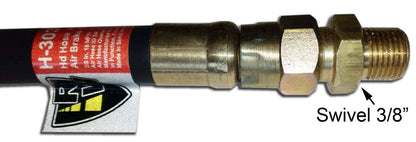 Air Brake Hose, 24" overall length, 3/8" ID - Male - 3/8 Swivel Ref: 452124 H-30331-24