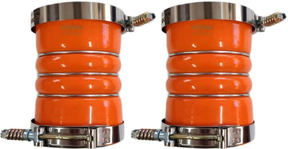 Pair of Silicone Orange Hump Hose for Charge Air& Clamps Set 3.5" ID x 6.2" Long H-55335H set