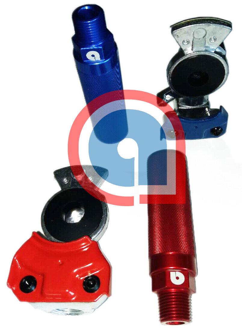 12ft Red & Blue Coiled Air Brake Hose Kit With Glad Hands & Aluminum Handles H-30317