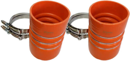 Pair of Silicone Orange Hump Hose for Charge Air& Clamps Set 3.5" ID x 6.2" Long H-55335H set