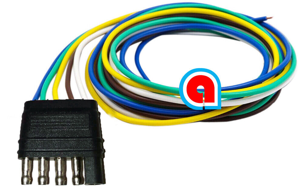 5-Way Flat 48 inch Male Trailer Wiring Harness for Car, Trailer, Truck, RV, Boat H-98009-48