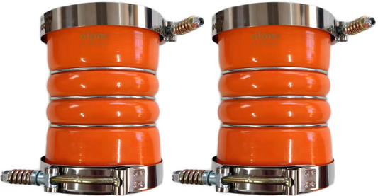 Pair of Silicone Orange Hump Hose for Charge Air & Clamps Set 4" ID x 6.2" Long H-55340H set