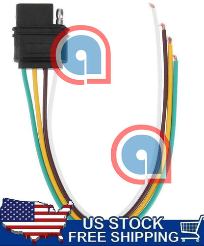 4-Way Flat 4 Pin 1 feet/12 in Trailer Light Wiring Harness Female Plug Connector H-98010-12