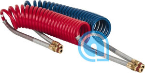 Air Line 12 ft. Coiled Brass Fittings Double layer Nylon Assembly Red & Blue Set H-30302