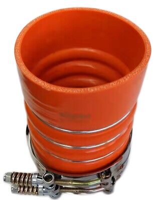 Pair of Silicone Orange Hump Hose for Charge Air & Clamps Set 4" ID x 6.2" Long H-55340H set