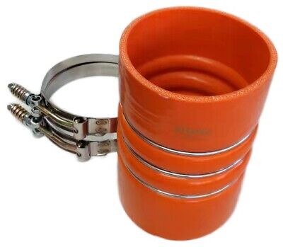 Pair of Silicone Orange Hump Hose for Charge Air & Clamps Set 4" ID x 6.2" Long H-55340H set