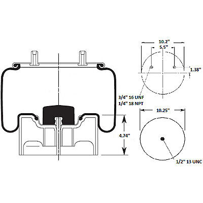 8709 Air Spring, Ref Hendrickson S-21800, AB1DK25A-8709, 1R13-159 H-48 ...