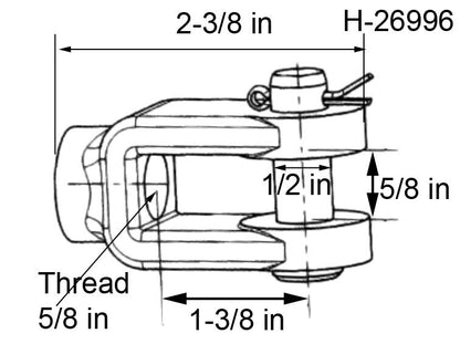 Clevis, Forged 1/2 in Pin 5/8 in 18 thread Slack adjuster clevis Standard